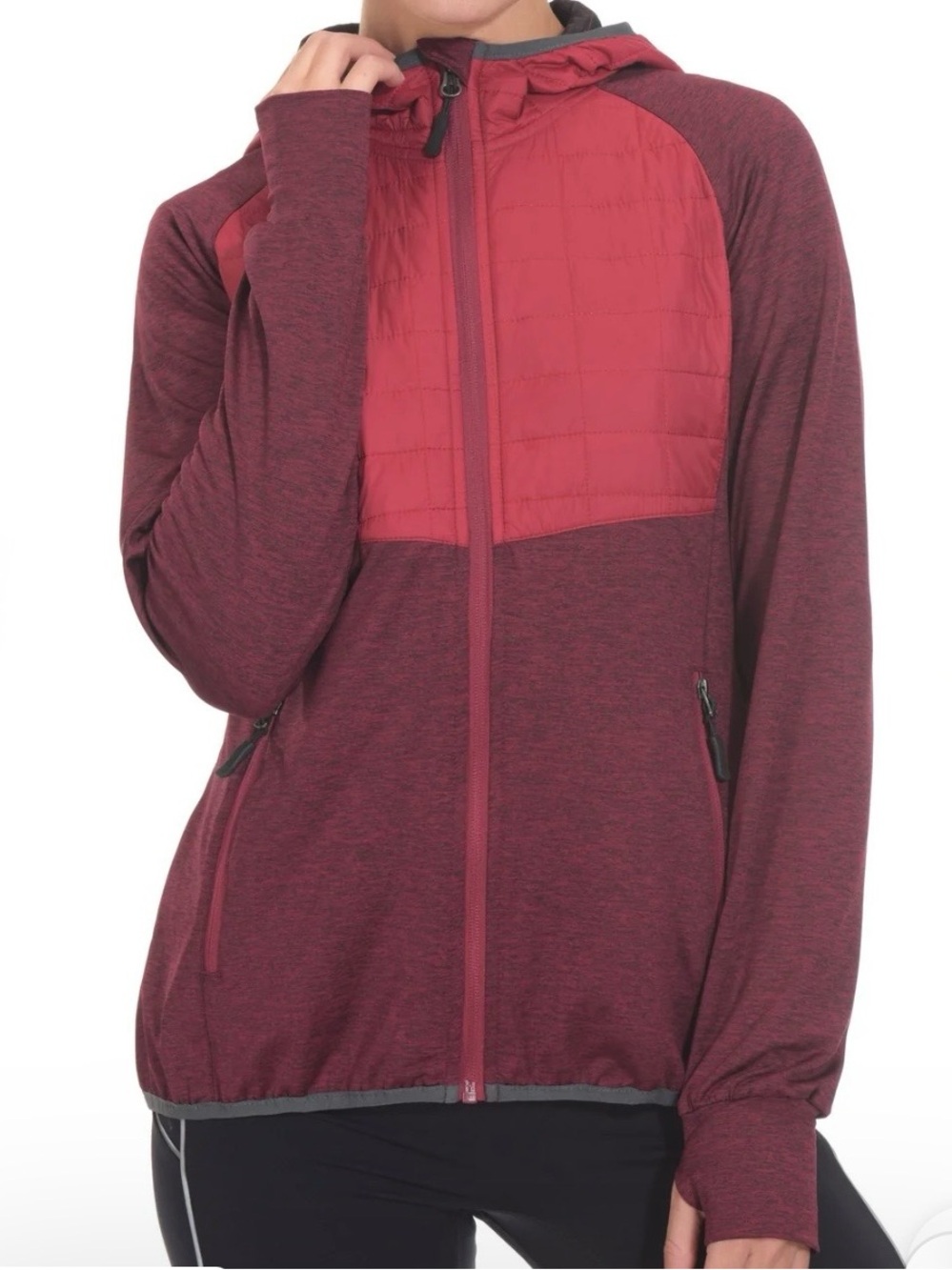 Women’s Maroon Hooded Zip-Up Jacket
